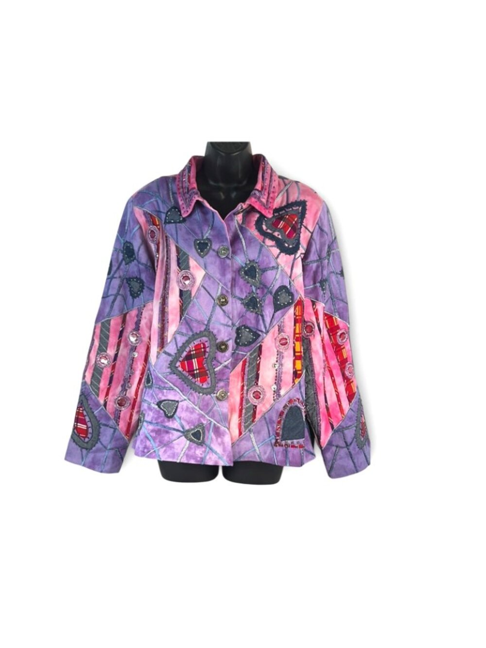 vtg Drapers & Damons Art to Wear Jacket Embroidered Patchwork Bright L - Picture 2 of 7